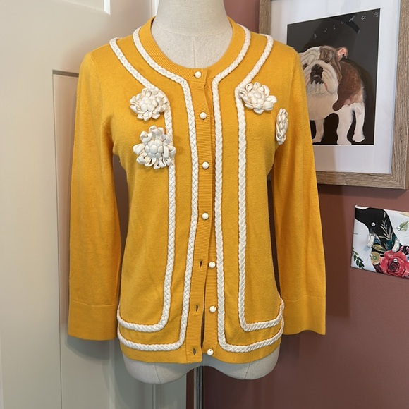 Kate Spade | live colorfully | yellow cream | flower appliqué | S | cardigan - Picture 13 of 13